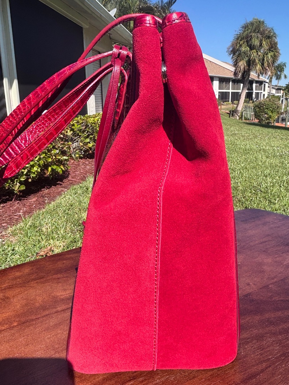 Rare Beauty! NWOT Brahmin Medium Julian Tote in Lava Pampas - Suede and Leather - Picture 6 of 12